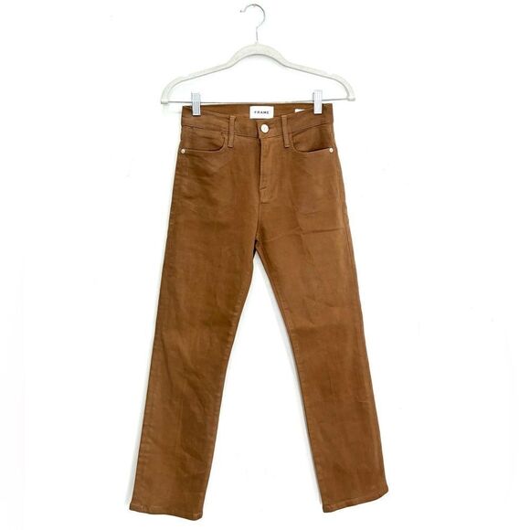 NEW FRAME Le High Straight Coated Jeans in Camel - Picture 4 of 8